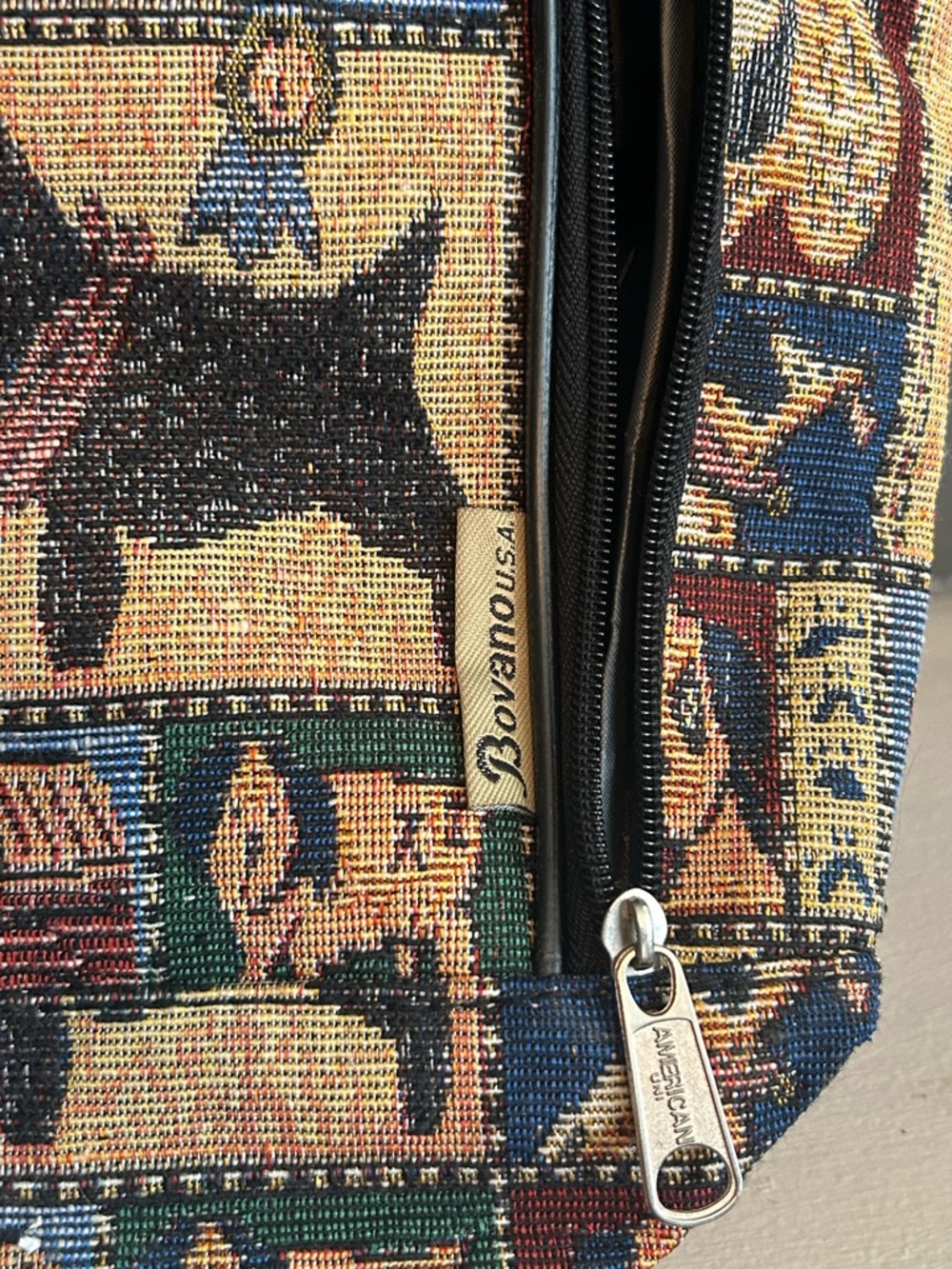 Vintage Tapestry Scotty Dog Pattern Tote Bag - Black/Multi - Picture 5 of 5